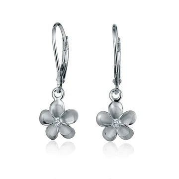 Plumeria Rhodium Plated L/B Earring - 10mm image 0