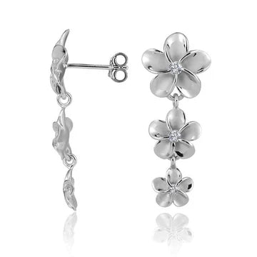 SE 12-10-8mm Rhodium CZ Earring image 0