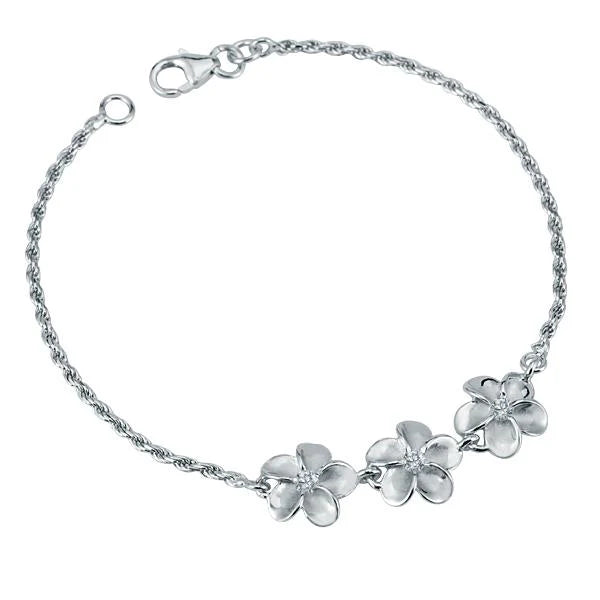 Plumeria CZ Rope Bracelet  -10mm image 0