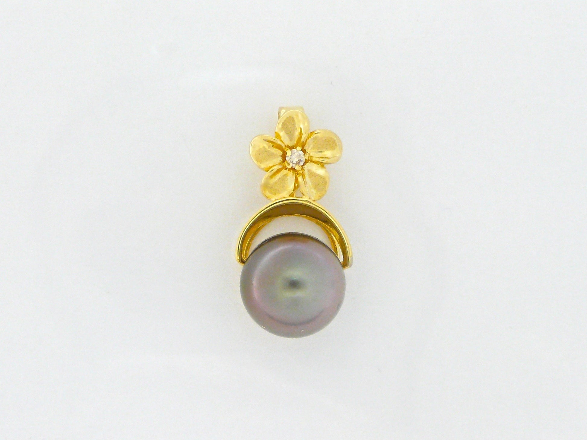 Black Pearl Diamond Plumeria Pendant  #1 image 0
