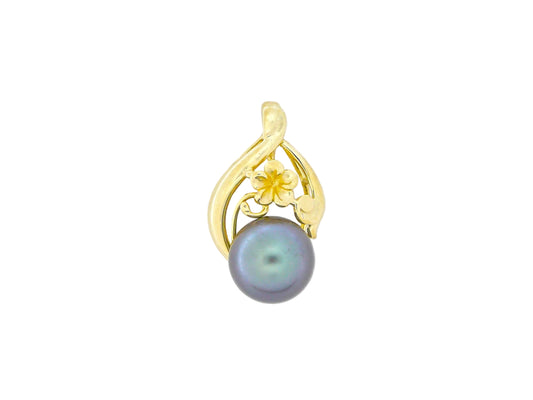14K Black Pearl Single Scroll Pendant — Hawaiian jewelry from Ashley's Gift Shop
