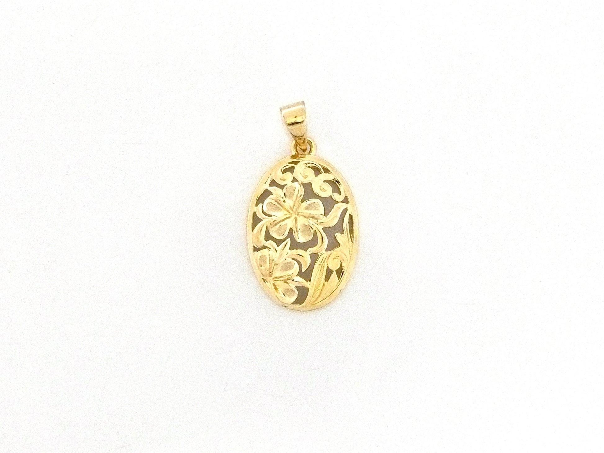 Oval Plumeria Pendant -Medium image 0