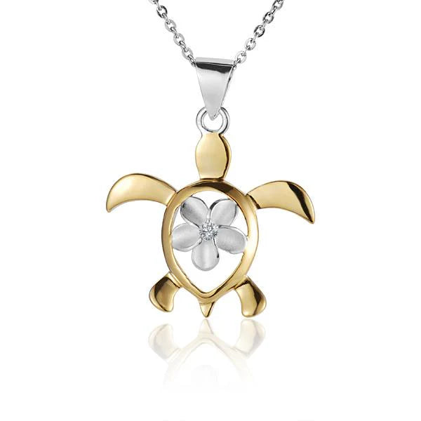 Plumeria in Honu 2T Pendant - 10mm image 0