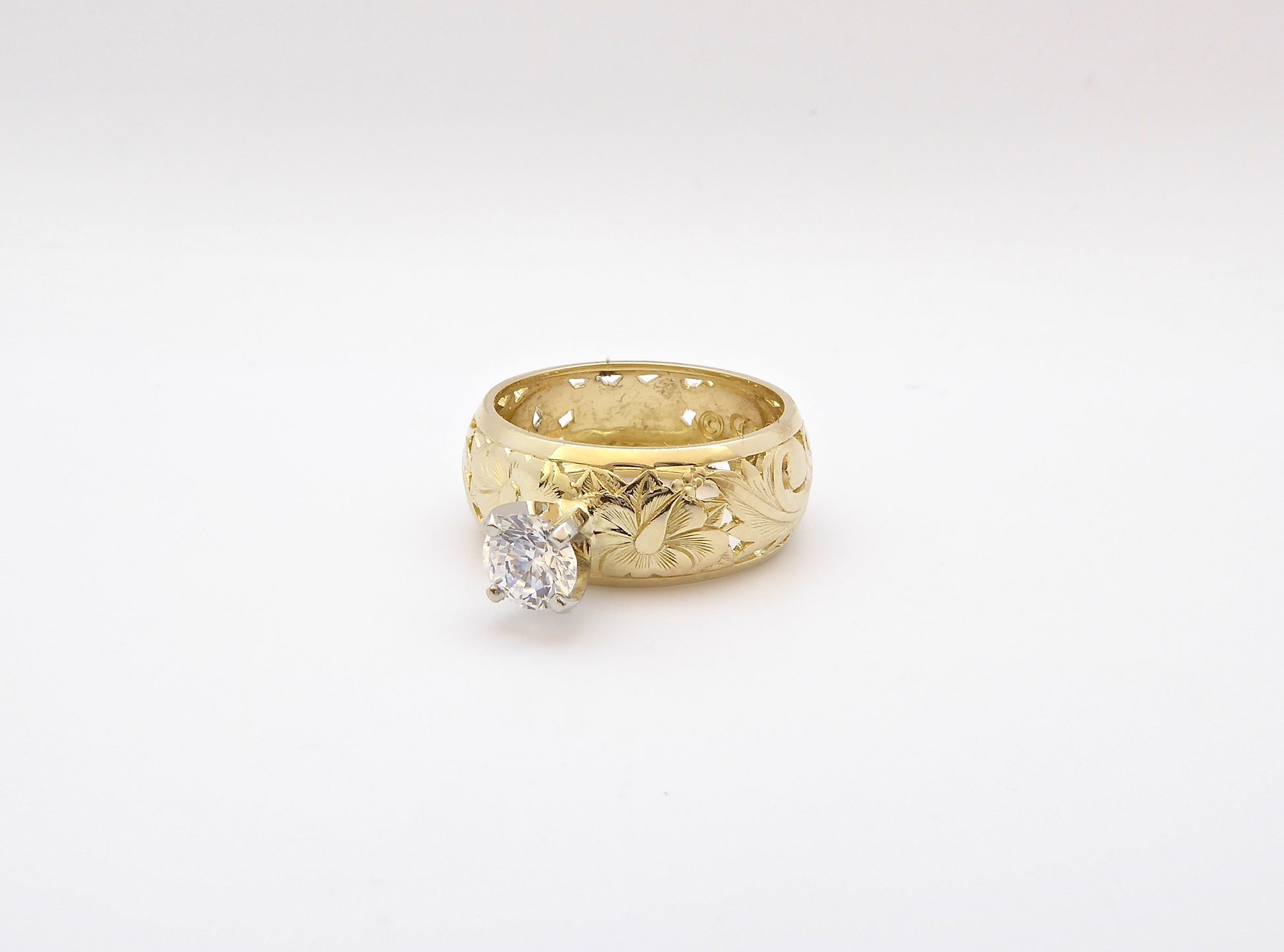 Hibiscus Dome Ring w/.50ct CZ - 8mm image 0