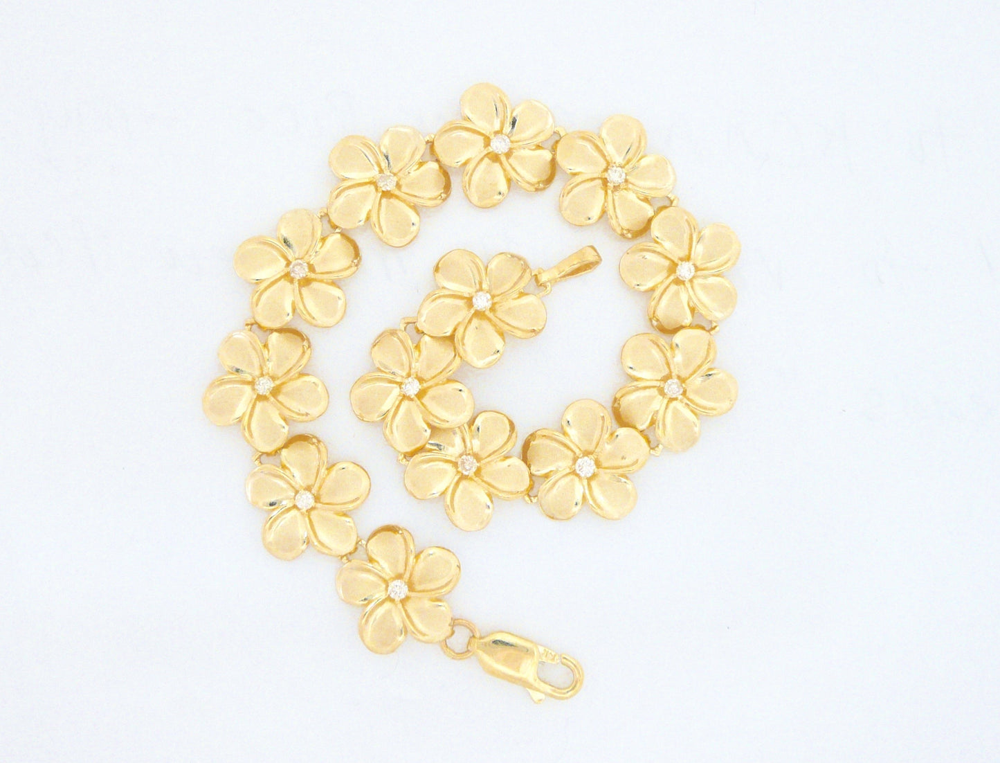 Plumeria Diamond Link Bracelet #3 image 0