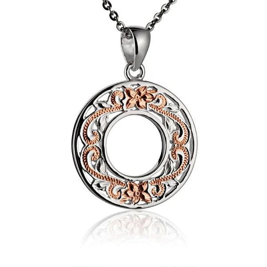 925 sterling silver Circle S/T Scroll PG 2T pendant with intricate design, featuring a polished finish and detailed craftsmanship.
