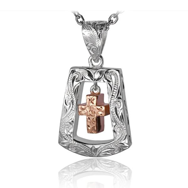 Hawaiian 925 Sterling Silver cross in Trapezoid Pendant featuring a sleek design.