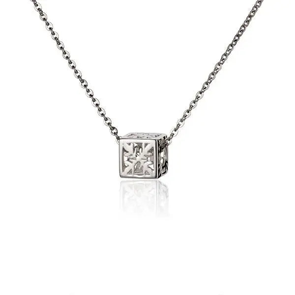 Hawaiian 925 Sterling Silver cubic C/O Quilt Pendant in small size, featuring intricate quilt pattern.