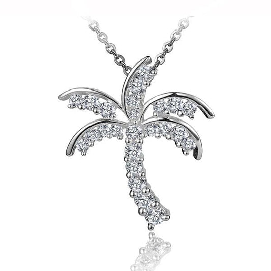 CZ Palm Tree Pendant — 925 Sterling Silver Hawaiian jewelry from Ashley's Gift Shop