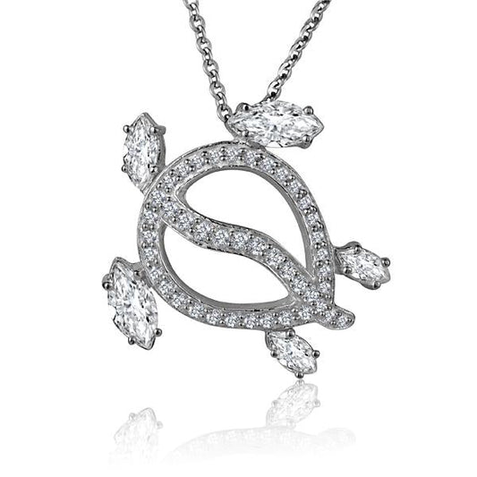 CZ Swimming Honu pendant by Ashley's Gift Shop featuring a turtle-shaped pendant with sparkling cubic zirconia accents.