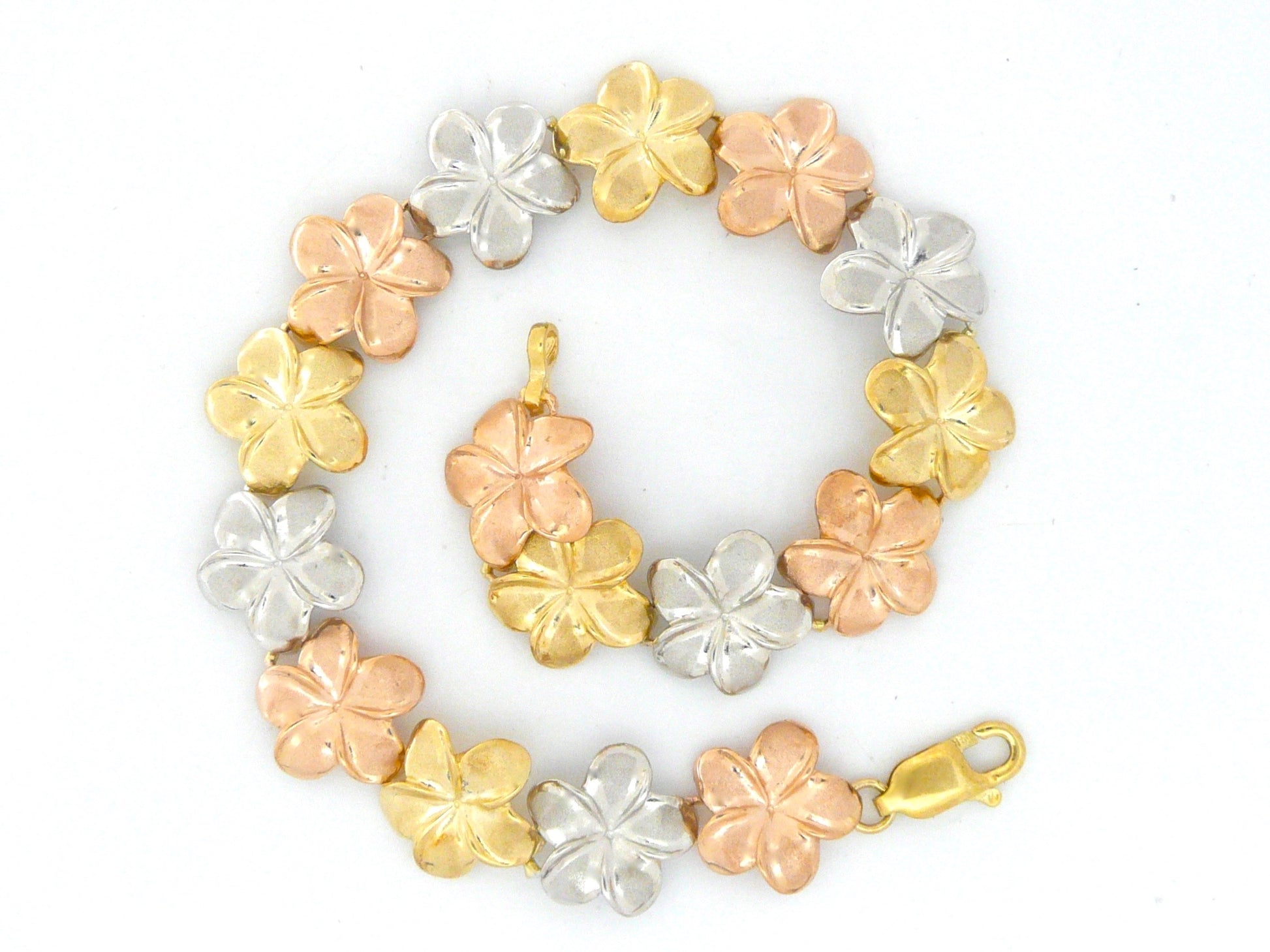Tri-Color Plumeria Link Bracelet #2 image 0