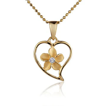 Heart Plumeria YG Plated Pendant (S) image 0