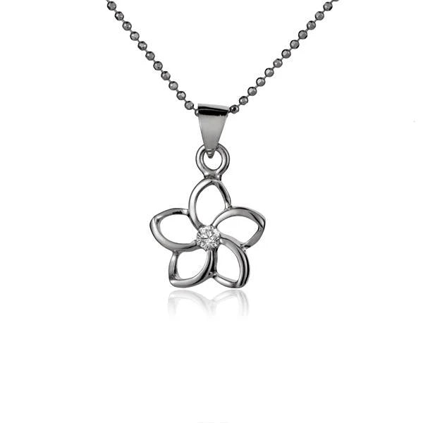 Floating Plumeria CZ Pendant - 12mm image 0
