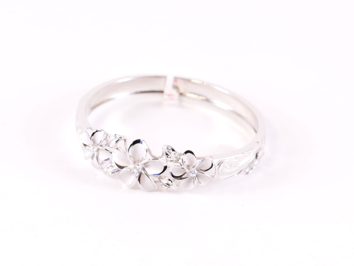 Silver Plumeria Bangle image 0