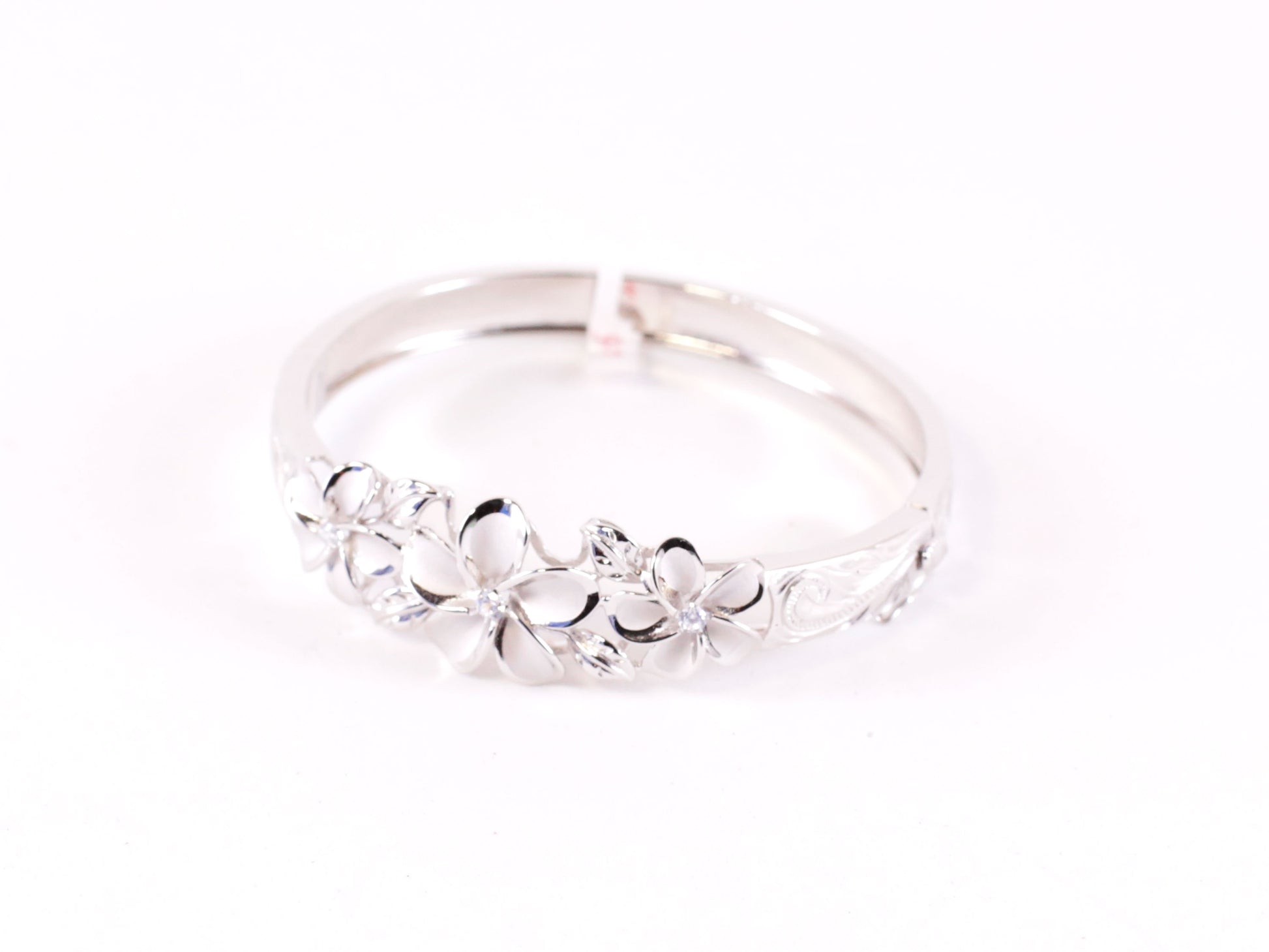 Silver Plumeria Bangle image 0