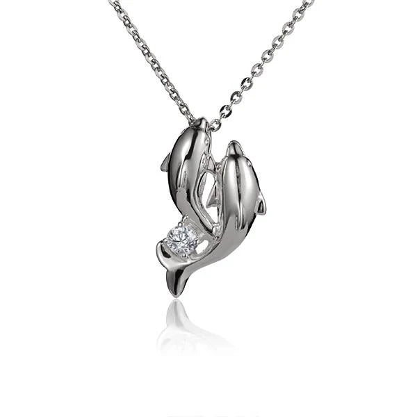 Twin Dolphin CZ Pendant image 0