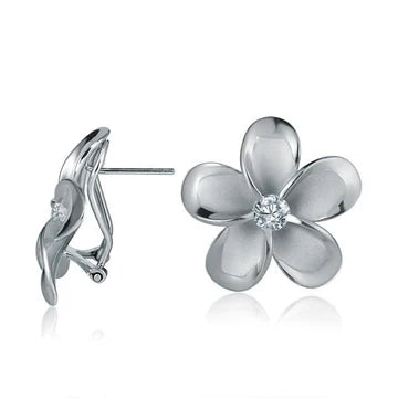 SE CZ Rhodium French Clip Earring - 25mm image 0