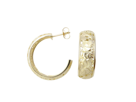 14K Dome Hoop Earring - Long/8mm — Hawaiian jewelry from Ashley's Gift Shop