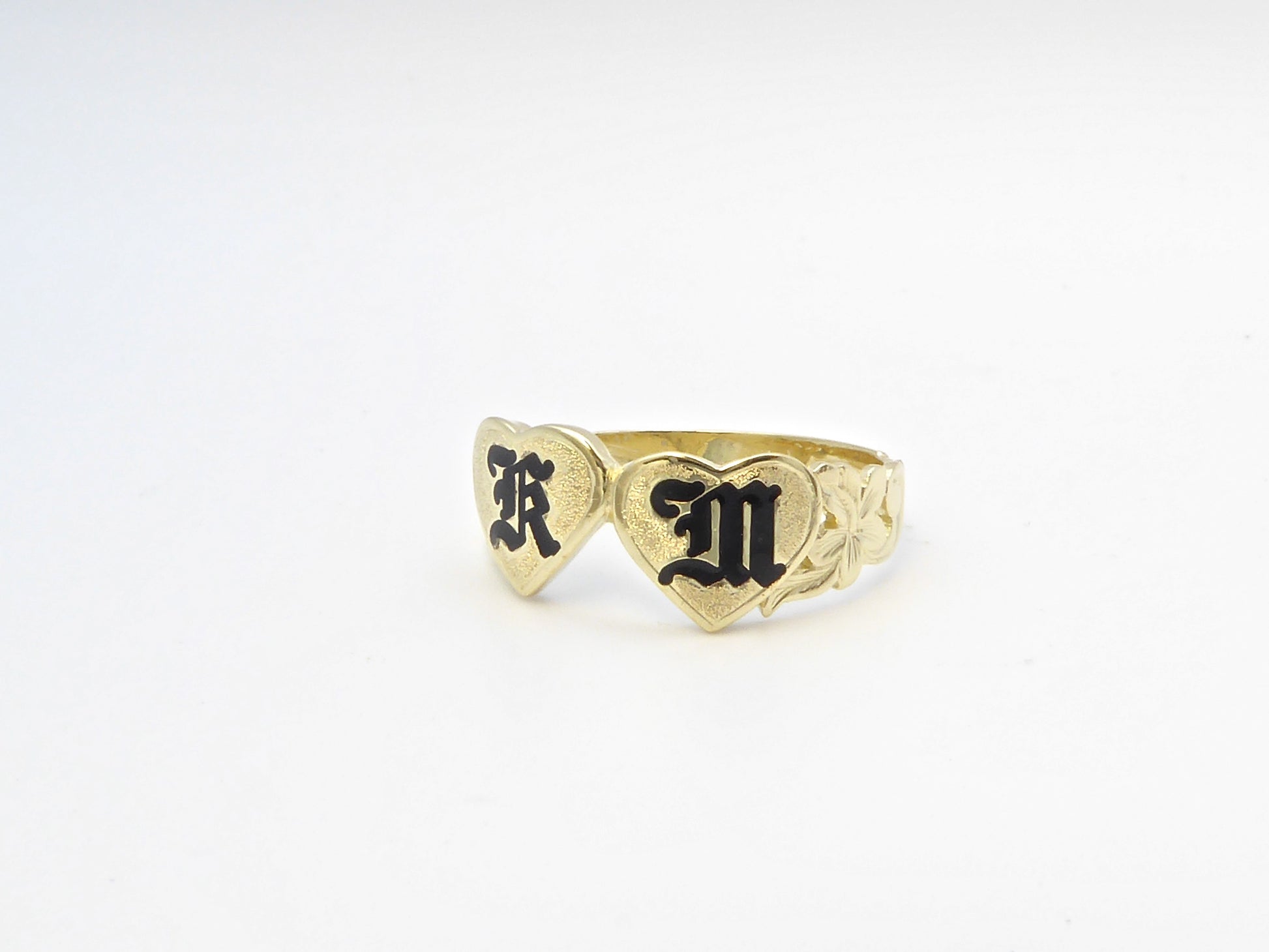 Double Heart Ring w/ Initial Engraving image 0