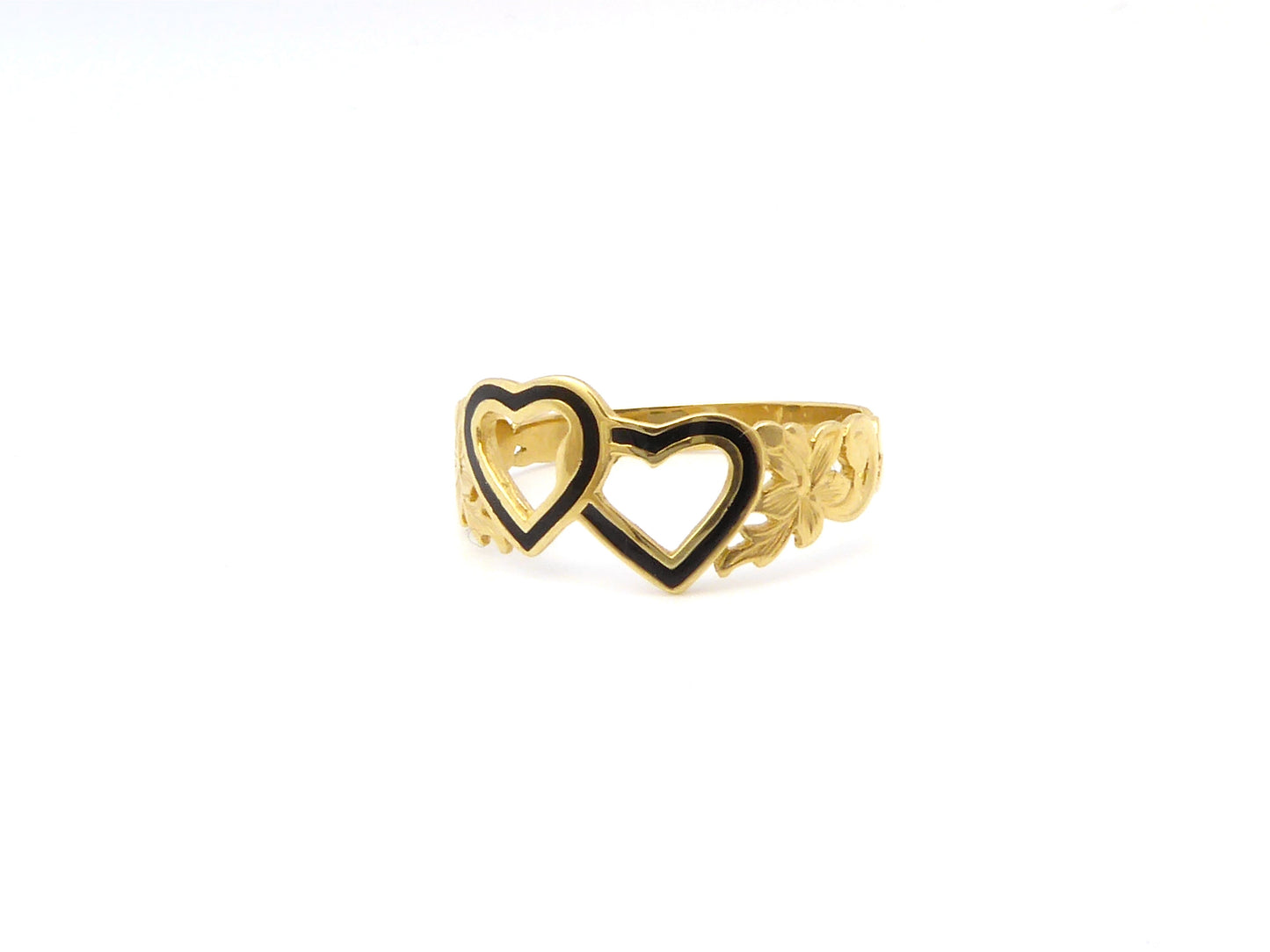 Double Heart Ring w/ Initial Engraving image 0