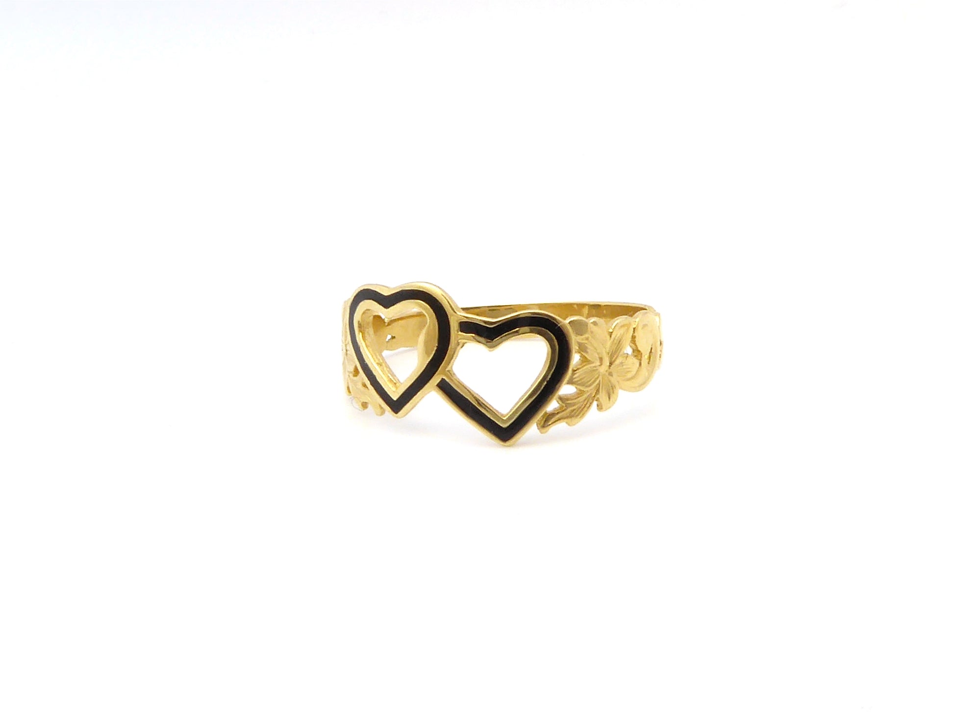 Double Heart Ring w/ Initial Engraving image 0