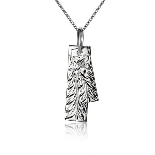 Hawaiian 925 Sterling Silver double Plate Maile Pendant featuring intricate linked design.