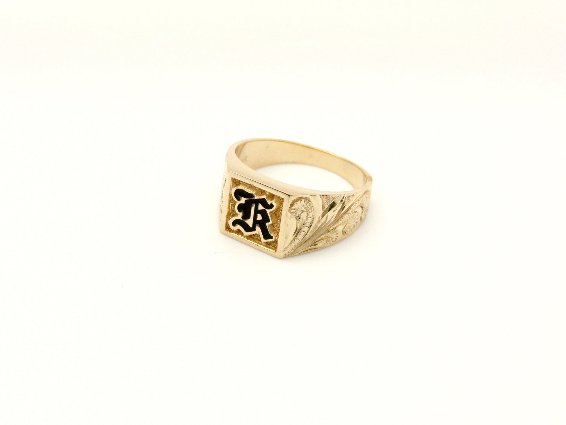 Men's Square Raised Letter Ring #0018 image 0