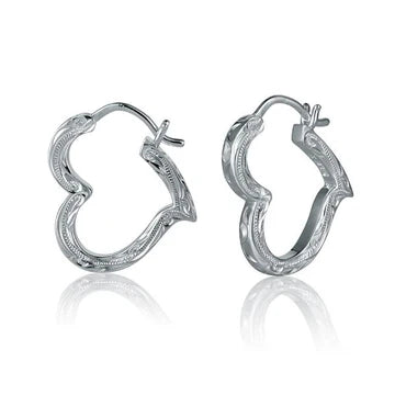 Heart outline w/SCR Engraved Hook Earring image 0