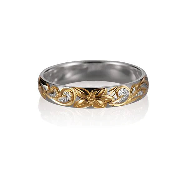 Scroll YG Plated Ring - 4mm image 0