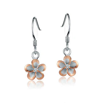 Plumeria CZ PG Plated Hook Earring - 8mm image 0