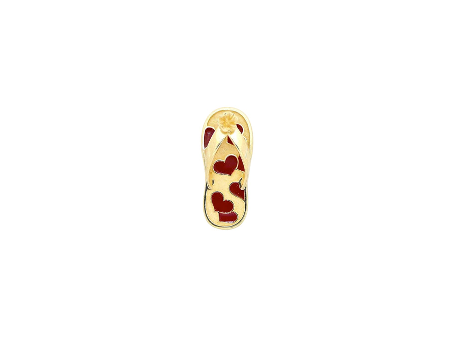 Hawaiian 14K Gold enamel heart slipper pendant with colorful enamel details, crafted for a delicate and charming jewelry.