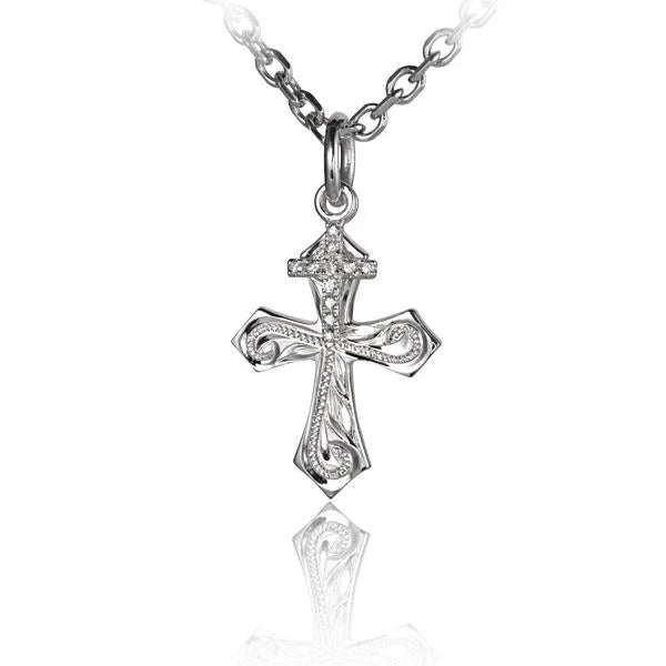 Hawaiian 925 Sterling Silver eSP Cross+CZ Cross(S) pendant featuring cubic zirconia accents.