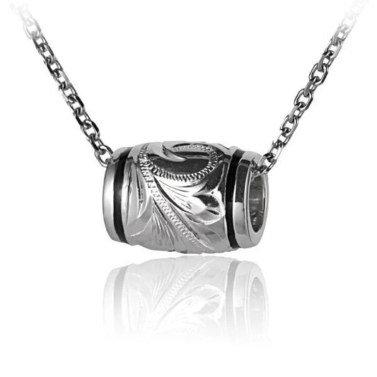 Medium ESP Engraved Barrel Pendant by Ashley's Gift Shop, featuring detailed engraved design on a silver-tone pendant.
