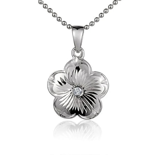Elegant ESP Flower pendant with sparkling CZ stones, featuring a delicate floral design, perfect for stylish jewelry.