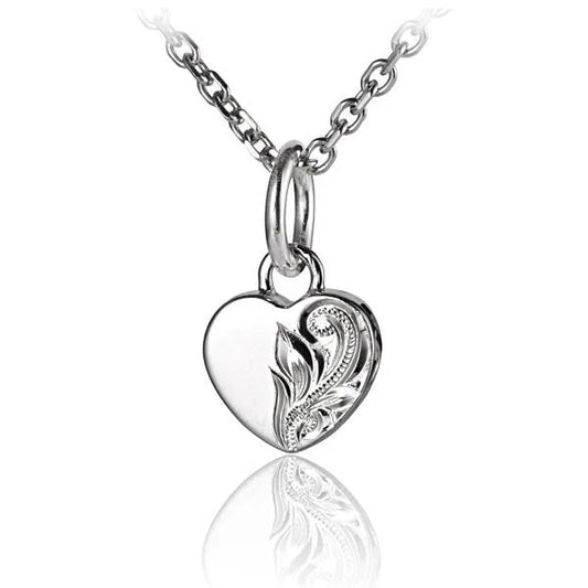 Sterling silver ESP Half Scroll Thick Heart Pendant featuring intricate scroll designs, perfect for elegant jewelry.