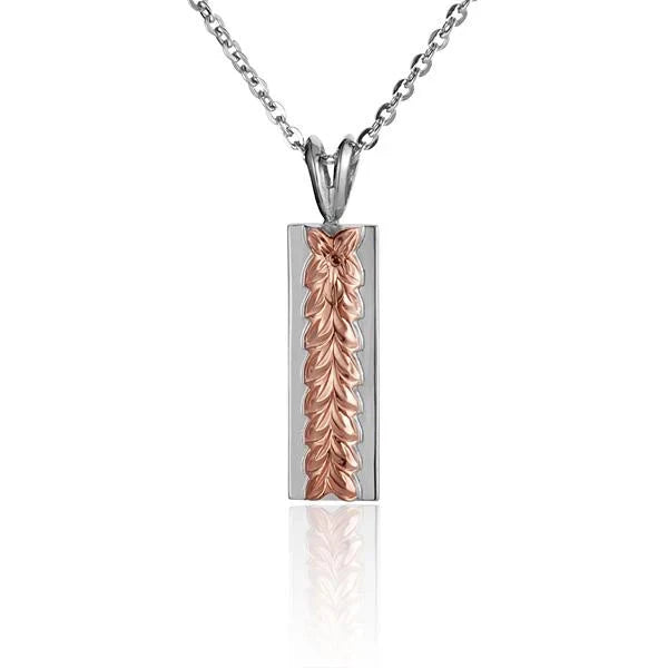 Hawaiian 925 Sterling Silver eSP Raised Maile PG 6x4mm pendant with intricate design.