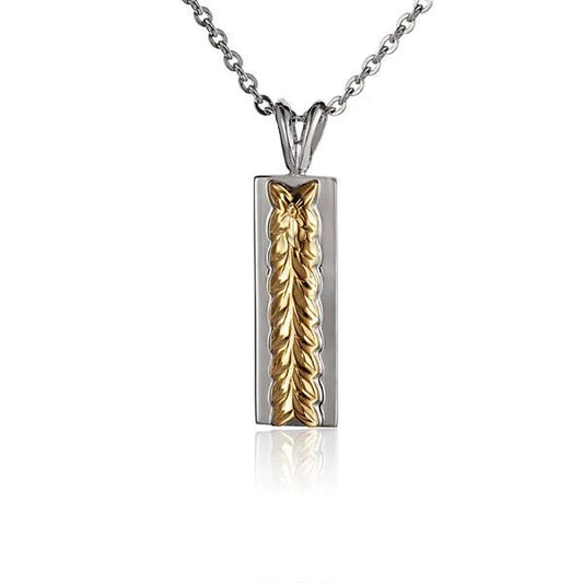 ESP Raised Maile YG 6*4mm Pendant — 925 Sterling Silver Hawaiian jewelry from Ashley's Gift Shop