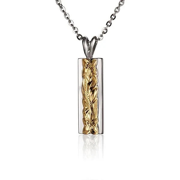Hawaiian 925 Sterling Silver eSP Raised SCR YG 6x4mm pendant with yellow gold finish, elegant jewelry accessory.