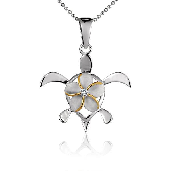 Plumeria on Honu 2T Pendant - 28mm image 0