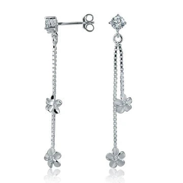 CZ Box Chain 2 Plumeria Earring image 0