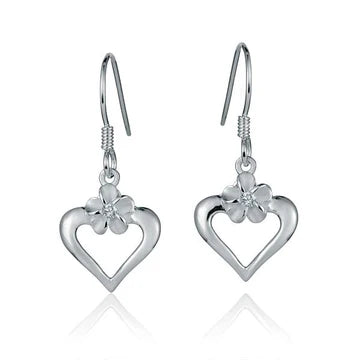 Plumeria Heart Earring image 0