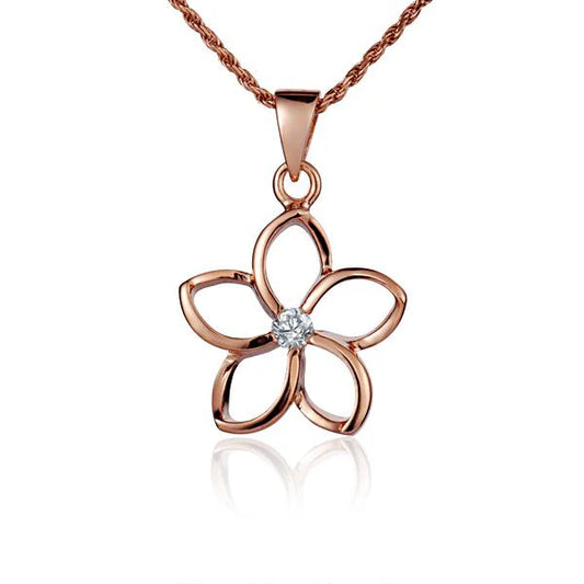 Floating Plumeria CZ PG Pendant - 18mm image 0