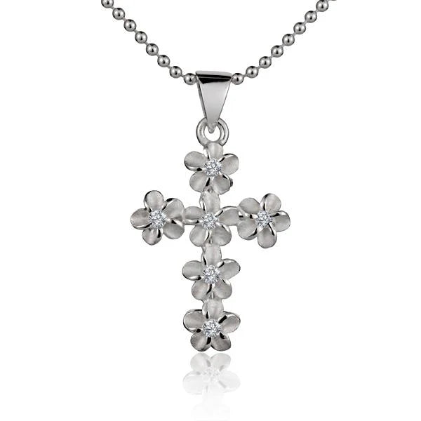 Plumeria Cross Pendant - 5mm image 0