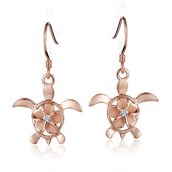 Plumeria CZ in Honu PG Hook Earring - 8mm image 0
