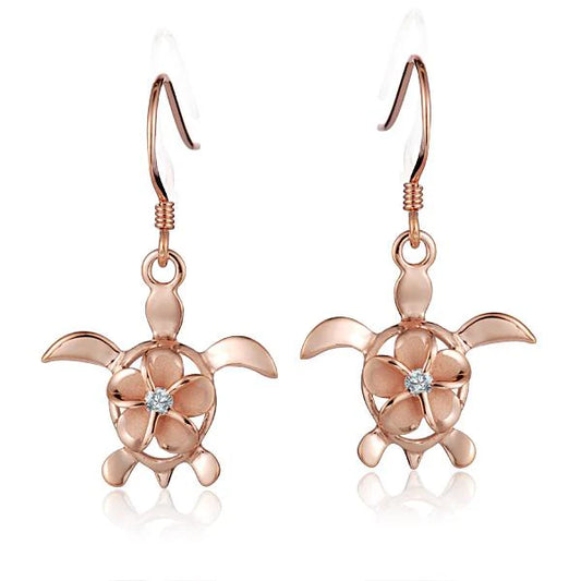 Plumeria CZ in Honu PG Hook Earring - 8mm image 0