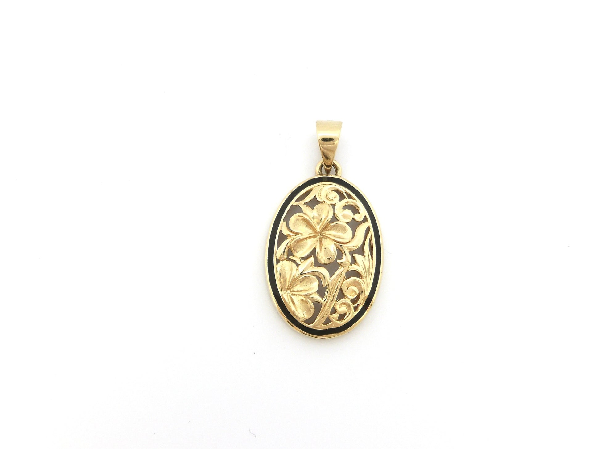 Oval Plumeria Pendant -Medium image 0