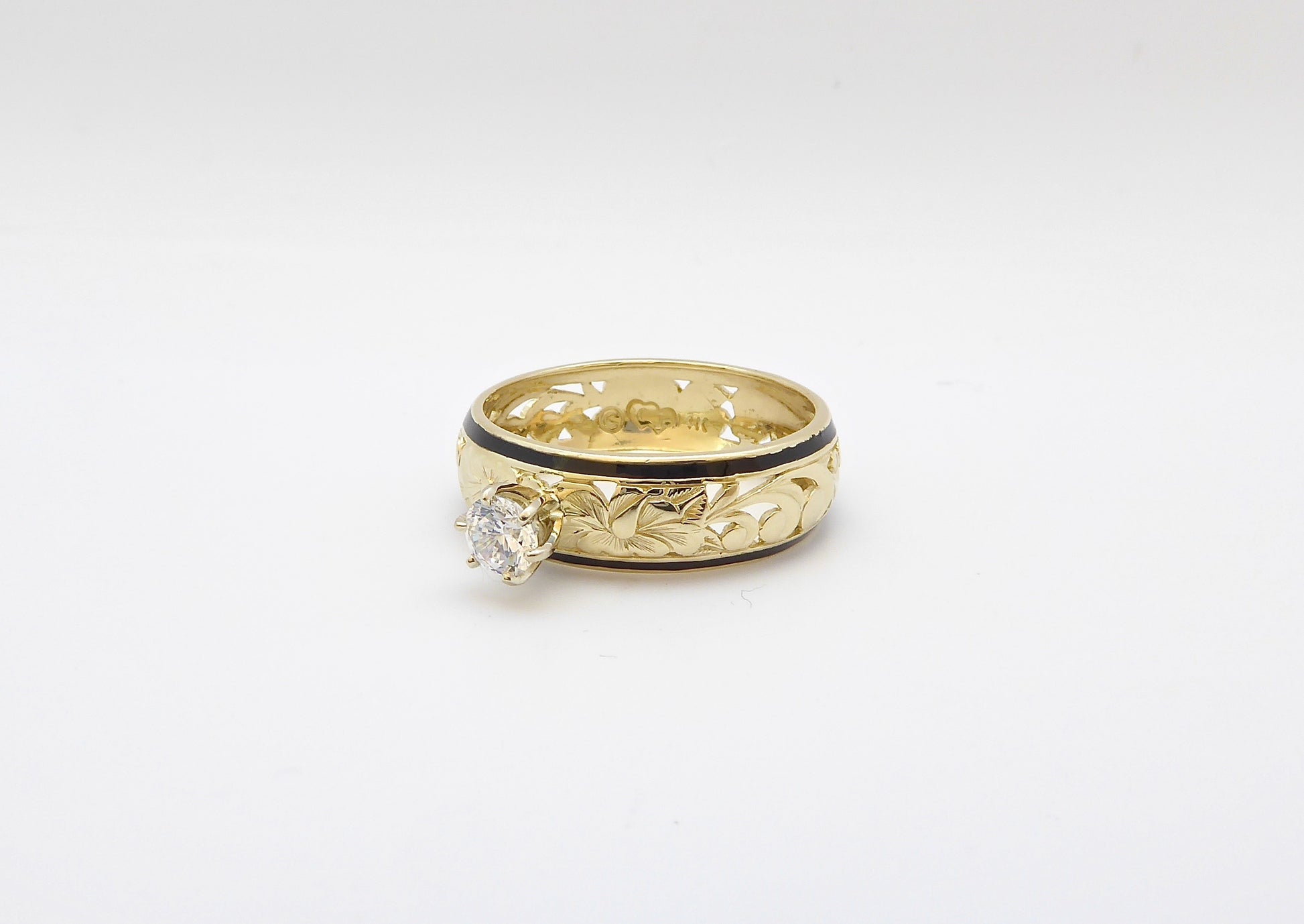 Hibiscus Dome Ring w/.25ct CZ - 6mm image 0