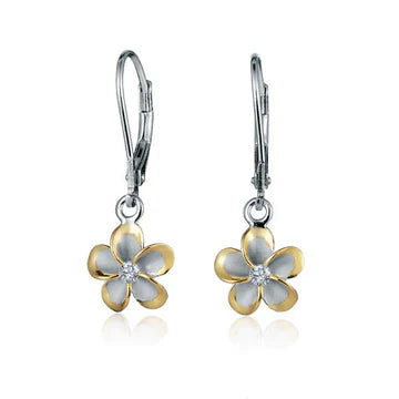 Plumeria YG Plated L/B Earring - 10mm image 0
