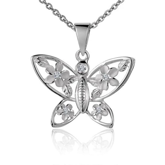 4Plumeria 1CZ Butterfly Pendant image 0