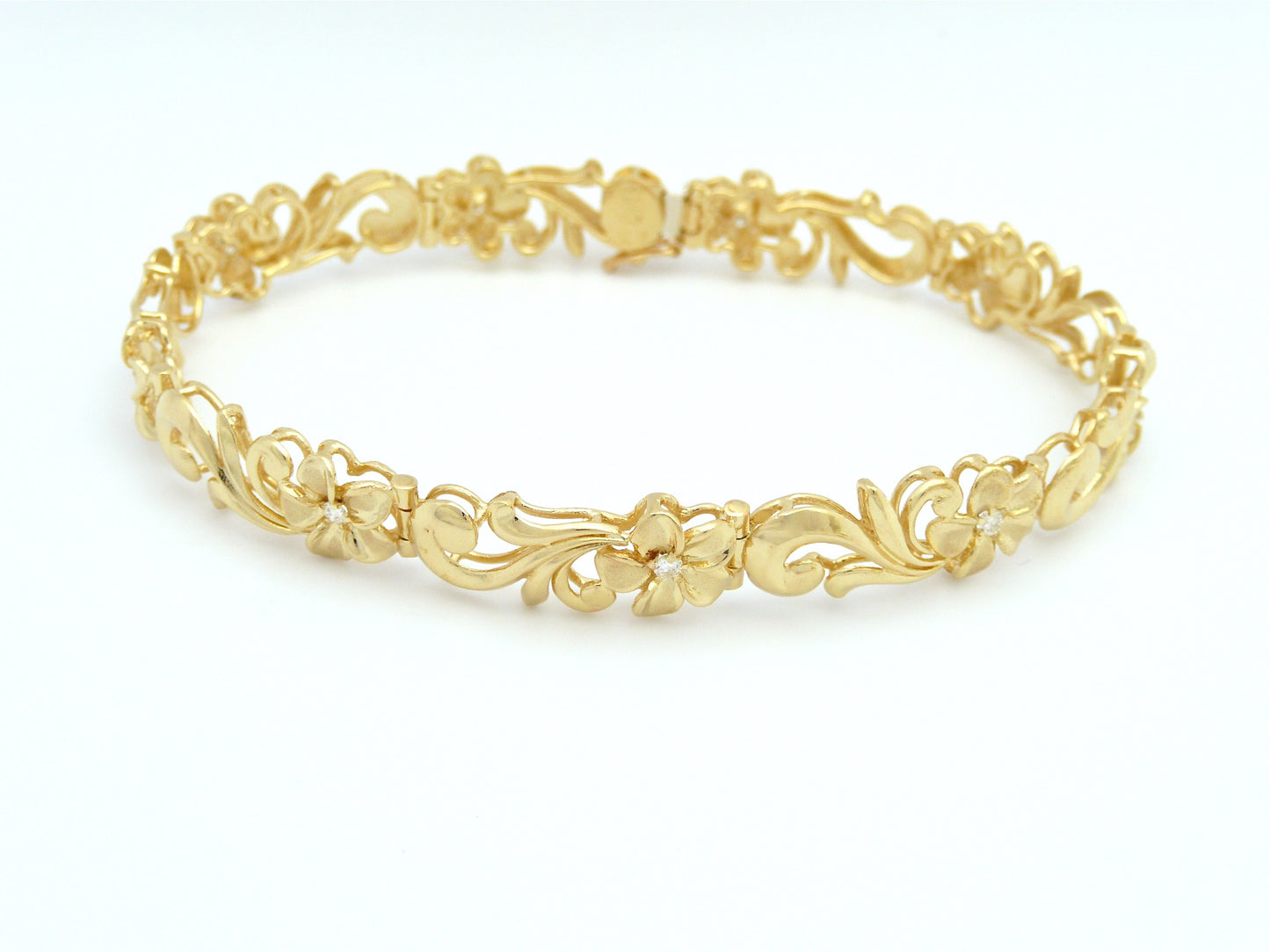 Diamond Plumeria Scroll Link Bracelet image 0